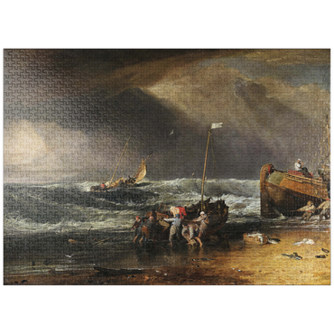 puzzleplate A Coast Scene with Fishermen Hauling a Boat Ashore 1000 Jigsaw Puzzle