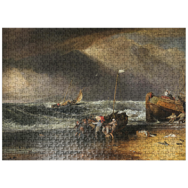 puzzleplate A Coast Scene with Fishermen Hauling a Boat Ashore 500 Jigsaw Puzzle
