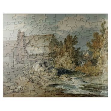 puzzleplate Watermolen bij een stromende beek 100 Jigsaw Puzzle