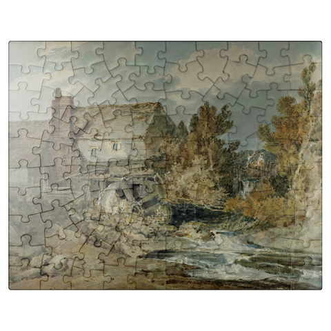 puzzleplate Watermolen bij een stromende beek 100 Jigsaw Puzzle