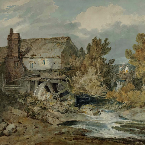 Watermolen bij een stromende beek 100 Jigsaw Puzzle 3D Modell