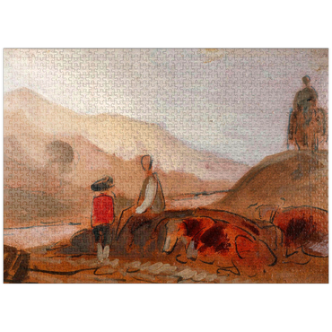 puzzleplate Mountainous Landscape with Figures by a Lake 1000 Jigsaw Puzzle