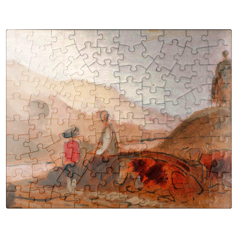 puzzleplate Mountainous Landscape with Figures by a Lake 100 Jigsaw Puzzle
