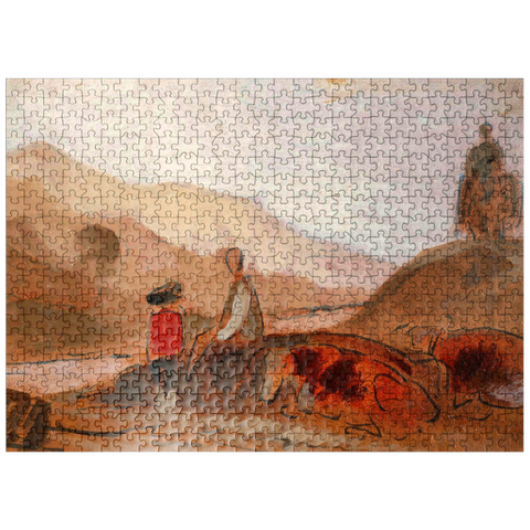 puzzleplate Mountainous Landscape with Figures by a Lake 500 Jigsaw Puzzle