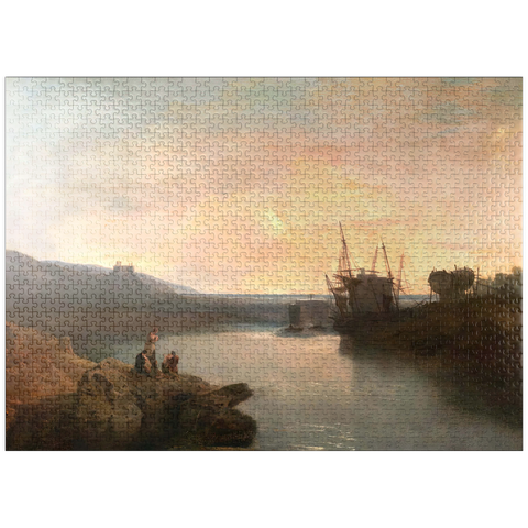 puzzleplate Harlech Castle, from Tygwyn Ferry, Summer's Evening Twilight 1000 Jigsaw Puzzle