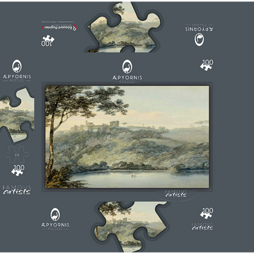 Lake Nemi and the Town of Genzano 100 Jigsaw Puzzle box 3D Modell
