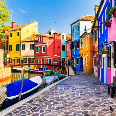 The most colorful traditional fishing town (village) Burano - island near Venice. Italy - travel and landmarks 100 Jigsaw Puzzle 3D Modell