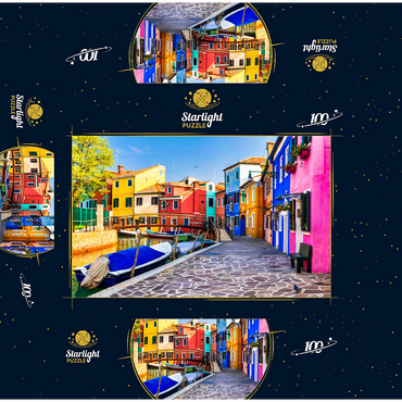 The most colorful traditional fishing town (village) Burano - island near Venice. Italy - travel and landmarks 100 Jigsaw Puzzle box 3D Modell