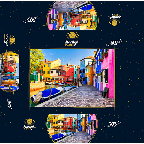 The most colorful traditional fishing town (village) Burano - island near Venice. Italy - travel and landmarks 500 Jigsaw Puzzle box 3D Modell
