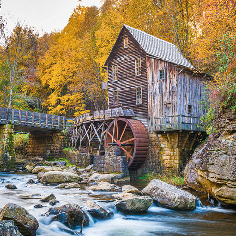 Babcock State Park, West Virginia, USA at Glade Creek Grist Mill during the fall season. 100 Jigsaw Puzzle 3D Modell