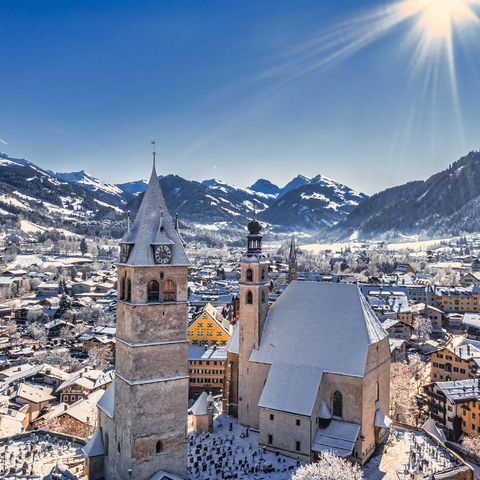 Kitzbühel Austria ski resort - Tyrolean Alps - sunny winter day -winter wonderland 1000 Jigsaw Puzzle 3D Modell