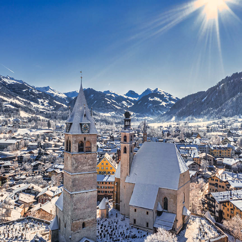 Kitzbühel Austria ski resort - Tyrolean Alps - sunny winter day -winter wonderland 100 Jigsaw Puzzle 3D Modell