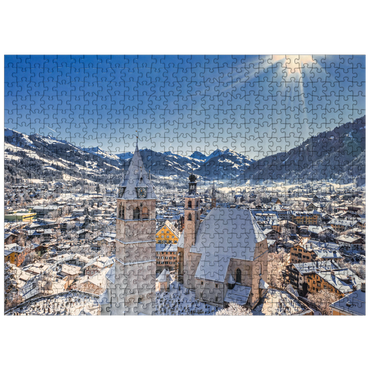 puzzleplate Kitzbühel Austria ski resort - Tyrolean Alps - sunny winter day -winter wonderland 500 Jigsaw Puzzle