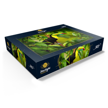 Costa Rica wildlife. toucan sitting on the branch in the forest, green vegetation. nature vacation in Central America. Keel-billed toucan, Ramphastos sulfuratus. wildlife from Costa Rica. 500 Jigsaw Puzzle box view1