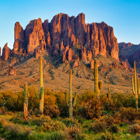 The Superstition Mountains and Sonoran desert landscape at sunset in Lost Dutchman State Park, Arizona. 100 Jigsaw Puzzle 3D Modell