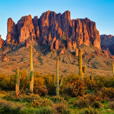 The Superstition Mountains and Sonoran desert landscape at sunset in Lost Dutchman State Park, Arizona. 500 Jigsaw Puzzle 3D Modell