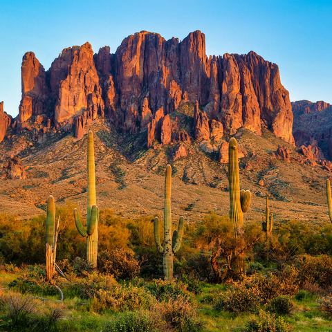 The Superstition Mountains and Sonoran desert landscape at sunset in Lost Dutchman State Park, Arizona. 500 Jigsaw Puzzle 3D Modell