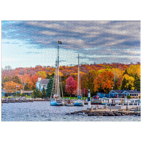 puzzleplate Sister Bay town harbor view in Door County Wisconsin 1000 Jigsaw Puzzle
