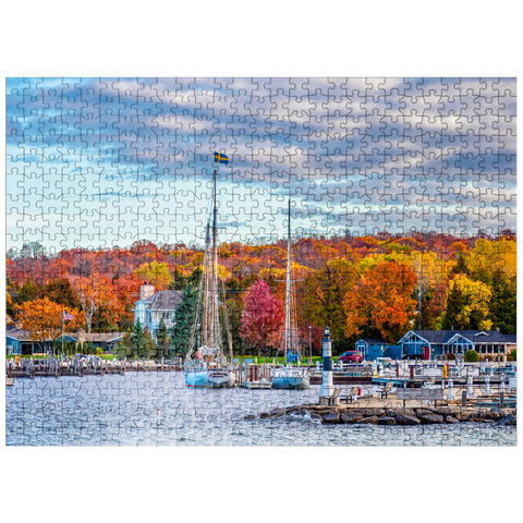 puzzleplate Sister Bay town harbor view in Door County Wisconsin 500 Jigsaw Puzzle