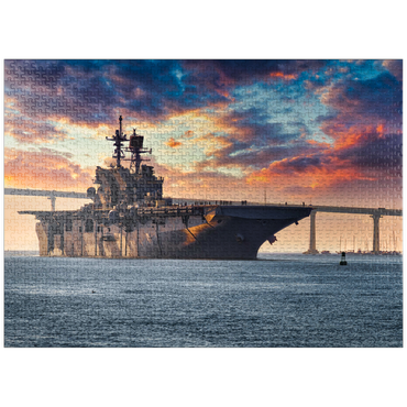 puzzleplate A U.S. Navy ship leaves San Diego Bay and heads into the Pacific Ocean. 1000 Jigsaw Puzzle