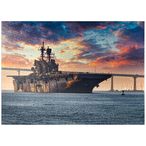 puzzleplate A U.S. Navy ship leaves San Diego Bay and heads into the Pacific Ocean. 1000 Jigsaw Puzzle