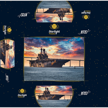 A U.S. Navy ship leaves San Diego Bay and heads into the Pacific Ocean. 1000 Jigsaw Puzzle box 3D Modell