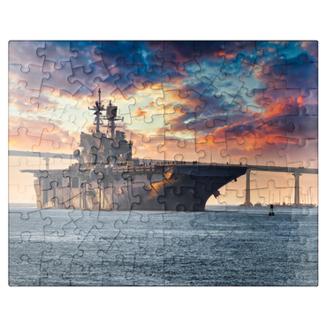 puzzleplate A U.S. Navy ship leaves San Diego Bay and heads into the Pacific Ocean. 100 Jigsaw Puzzle