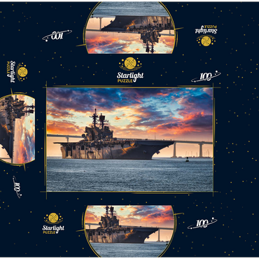 A U.S. Navy ship leaves San Diego Bay and heads into the Pacific Ocean. 100 Jigsaw Puzzle box 3D Modell