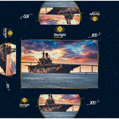 A U.S. Navy ship leaves San Diego Bay and heads into the Pacific Ocean. 100 Jigsaw Puzzle box 3D Modell