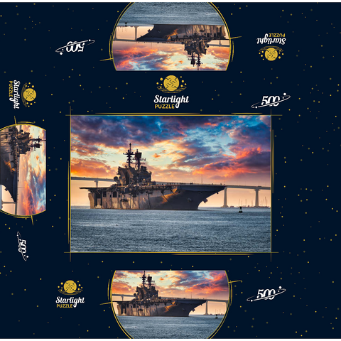 A U.S. Navy ship leaves San Diego Bay and heads into the Pacific Ocean. 500 Jigsaw Puzzle box 3D Modell