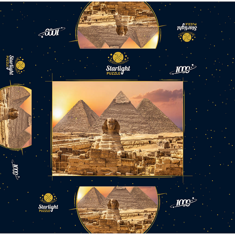 The Sphinx and the Piramids, famous wonder of the world, Giza, Egypt 1000 Jigsaw Puzzle box 3D Modell