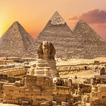 The Sphinx and the Piramids, famous wonder of the world, Giza, Egypt 100 Jigsaw Puzzle 3D Modell