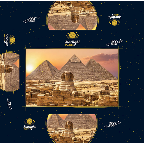 The Sphinx and the Piramids, famous wonder of the world, Giza, Egypt 100 Jigsaw Puzzle box 3D Modell