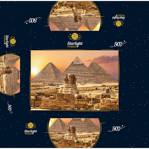 The Sphinx and the Piramids, famous wonder of the world, Giza, Egypt 500 Jigsaw Puzzle box 3D Modell