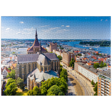 puzzleplate Rostock, Germany: Aerial view of Rostock, Germany on sunny summer days. 1000 Jigsaw Puzzle