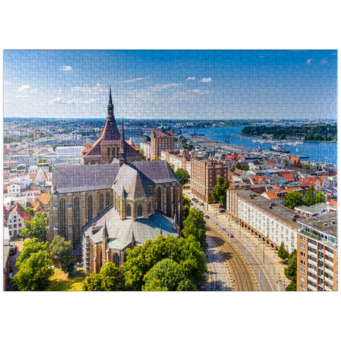 puzzleplate Rostock, Germany: Aerial view of Rostock, Germany on sunny summer days. 1000 Jigsaw Puzzle