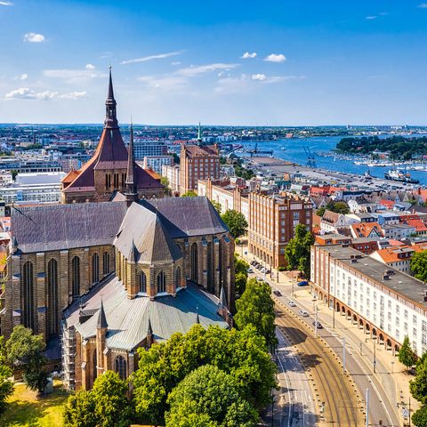 Rostock, Germany: Aerial view of Rostock, Germany on sunny summer days. 1000 Jigsaw Puzzle 3D Modell