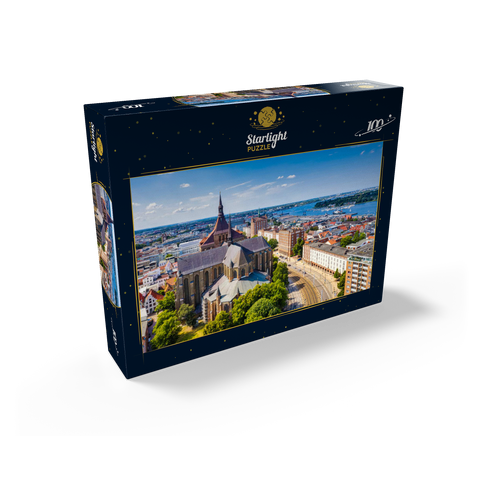 Rostock, Germany: Aerial view of Rostock, Germany on sunny summer days. 100 Jigsaw Puzzle box view1