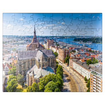 puzzleplate Rostock, Germany: Aerial view of Rostock, Germany on sunny summer days. 100 Jigsaw Puzzle