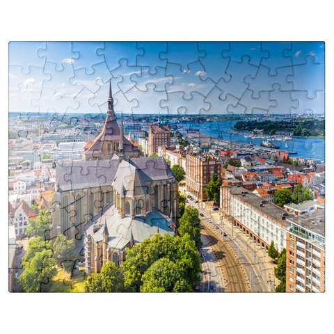 puzzleplate Rostock, Germany: Aerial view of Rostock, Germany on sunny summer days. 100 Jigsaw Puzzle