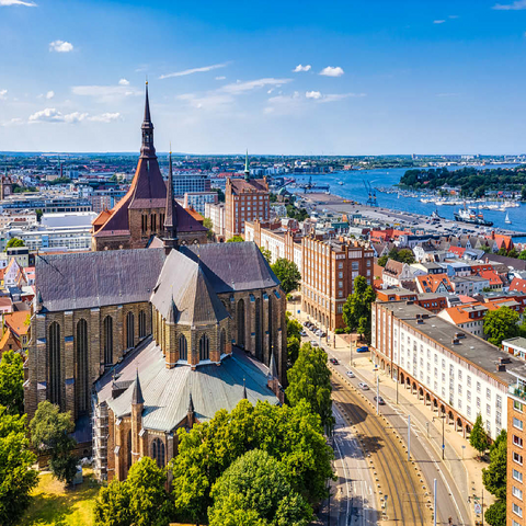 Rostock, Germany: Aerial view of Rostock, Germany on sunny summer days. 100 Jigsaw Puzzle 3D Modell