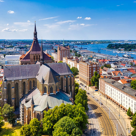 Rostock, Germany: Aerial view of Rostock, Germany on sunny summer days. 500 Jigsaw Puzzle 3D Modell