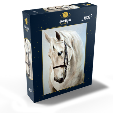 Head in profile a white horse. oil painting 1000 Jigsaw Puzzle box view1