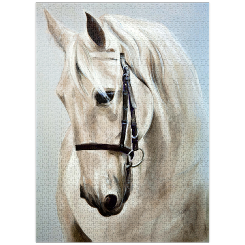 puzzleplate Head in profile a white horse. oil painting 1000 Jigsaw Puzzle