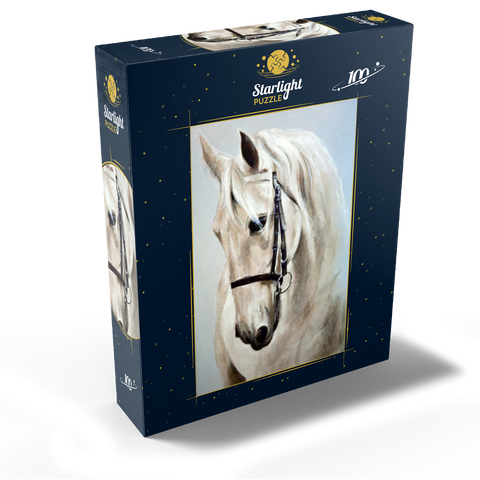 Head in profile a white horse. oil painting 100 Jigsaw Puzzle box view1