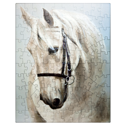 puzzleplate Head in profile a white horse. oil painting 100 Jigsaw Puzzle
