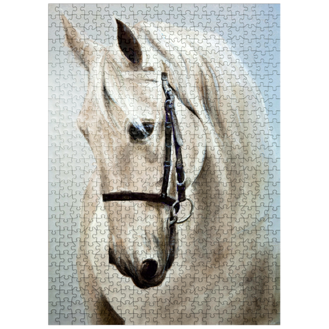puzzleplate Head in profile a white horse. oil painting 500 Jigsaw Puzzle
