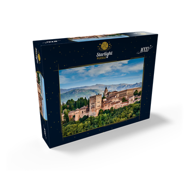 Old Arab fortress Alhambra at beautiful evening time, Granada, Spain, European travel sign 1000 Jigsaw Puzzle box view1