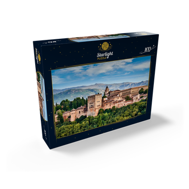 Old Arab fortress Alhambra at beautiful evening time, Granada, Spain, European travel sign 100 Jigsaw Puzzle box view1