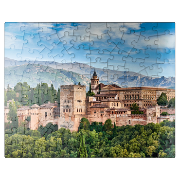 puzzleplate Old Arab fortress Alhambra at beautiful evening time, Granada, Spain, European travel sign 100 Jigsaw Puzzle